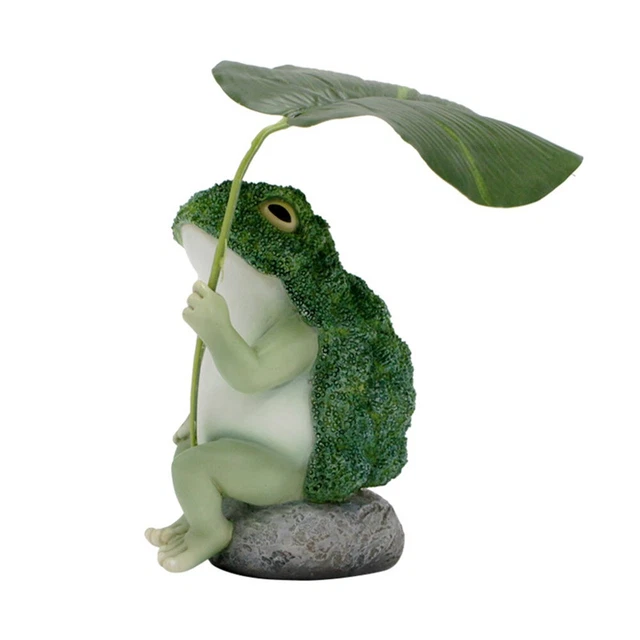 Parapluie accrocheur brocoli grenouilles tenant feuille sculpture pour expositio