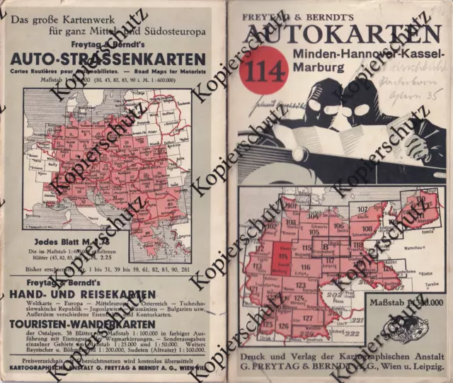 Autokarten Freytag& Berndt Blatt 114 /30er Jahre