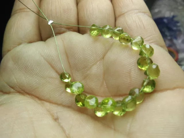 Aaa Green Peridot Onion Faceted 5.5 Mm Loose Gemstone 19 Beads Strands