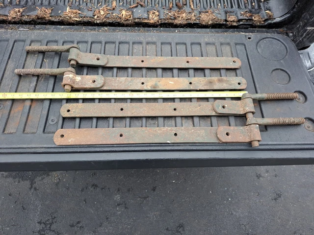 4 Vintage Barn Farm Gate Door Hinge Strap Rustic Heavy Duty Primative Ancor Bolt