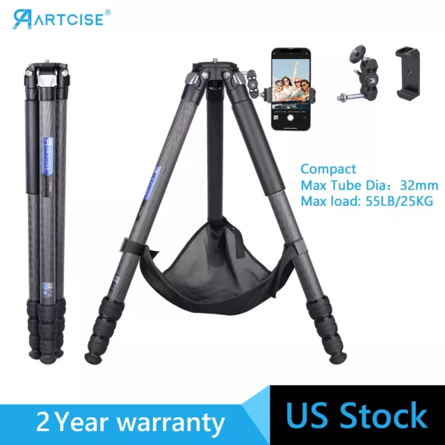 Carbon Fiber Tripod Portable Professional Travel Tripod W/Bag for Video Camera