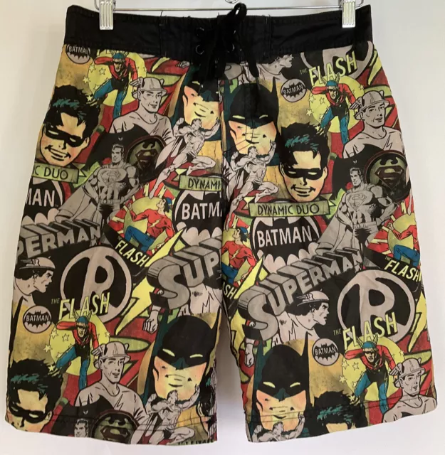 DC COMICS MEN’S Batman-Robin-Flash-Superman SWIM BOARD SHORTS TRUNKS SIZE M