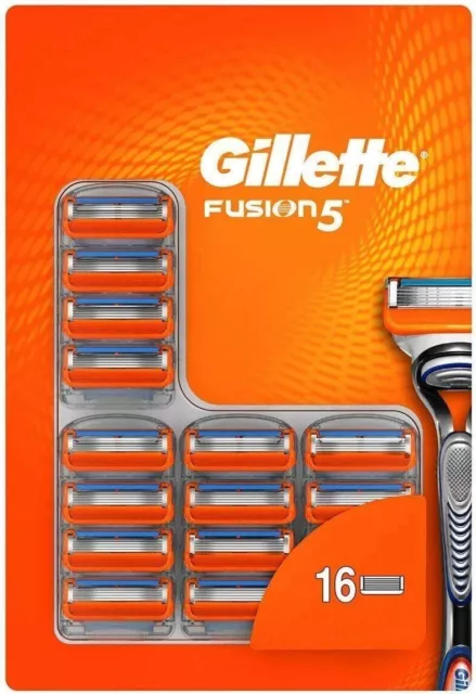 Paquete de 16 cuchillas de afeitar Gillette Fusion 5 capas de repuesto eléctrico para hombre