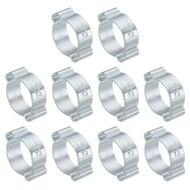 Confezione da 10 Morsetto Tubo Doppio Orecchio 13-15mm, Anelli Crimpante Acciaio Zincato
