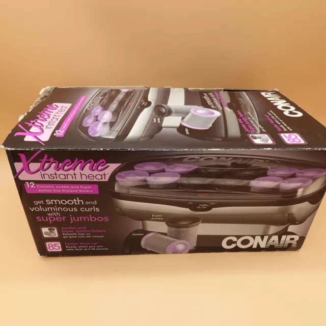 Conair Xtreme Instant Heat Hot Rollers 12 Flocked Curlers Jumbo 12 Clips