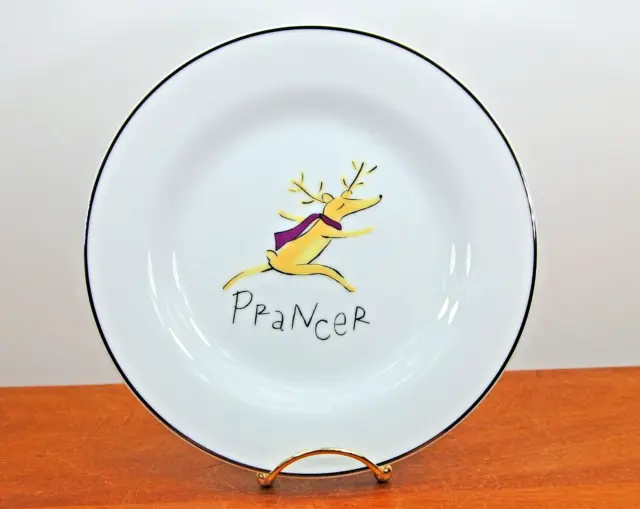 Pottery Barn "Prancer" Reindeer 8.5" Dessert or Salad Plate Christmas Holiday