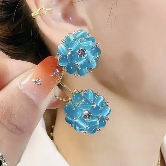 Luxury Zircon Natural Stone Flower Ear Stud Earrings Women Jewelry Party Gift