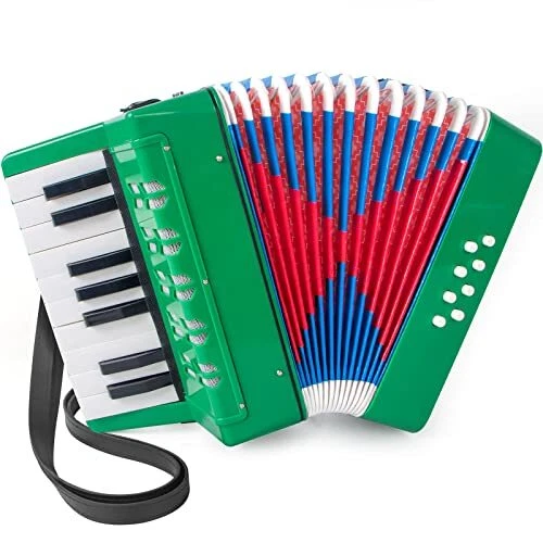 Accordion, 17 Keys Piano Accordion 8 Bass with Straps for Beginners Kids