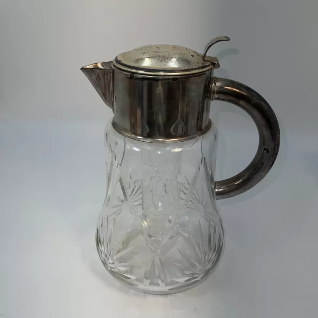 WMF CUT GLASS SILVER PLATE WINE PITCHER  w/ICE INSERT GERMAN MADE Marked