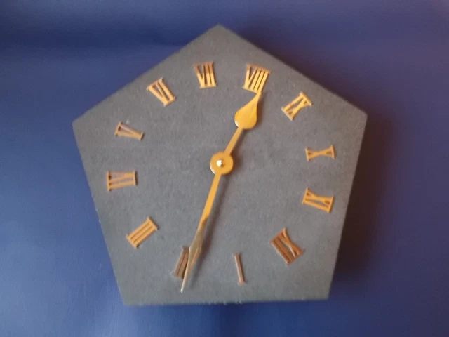 Pentagonal Stone Wall Clock, Roman Numerals, German Quartz Sweeping Movement.