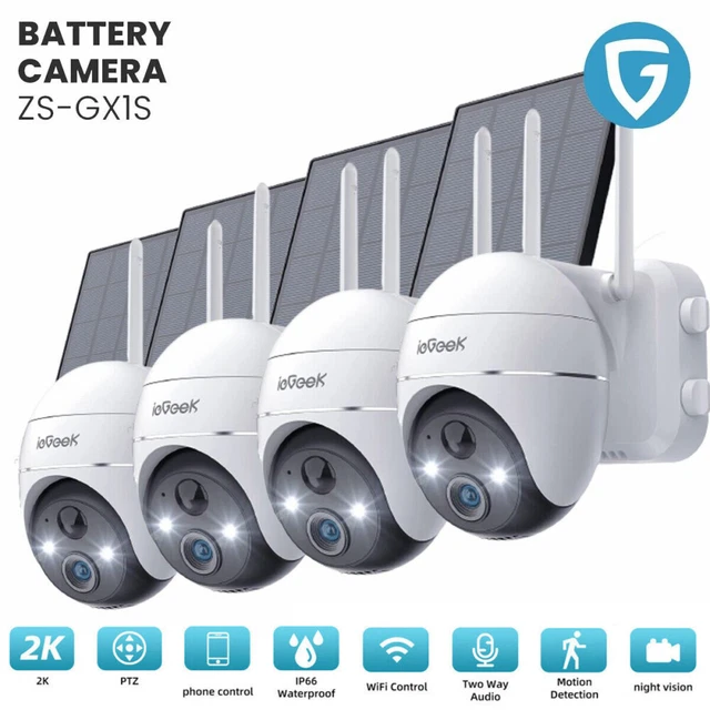 IEGEEK WIRELESS WIFI IP Security Camera 2K Solar Battery Power PTZ CCTV ...