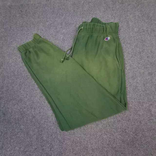 champion Track Pants Mens LARGE green cotton fleece winter drawstring Size L