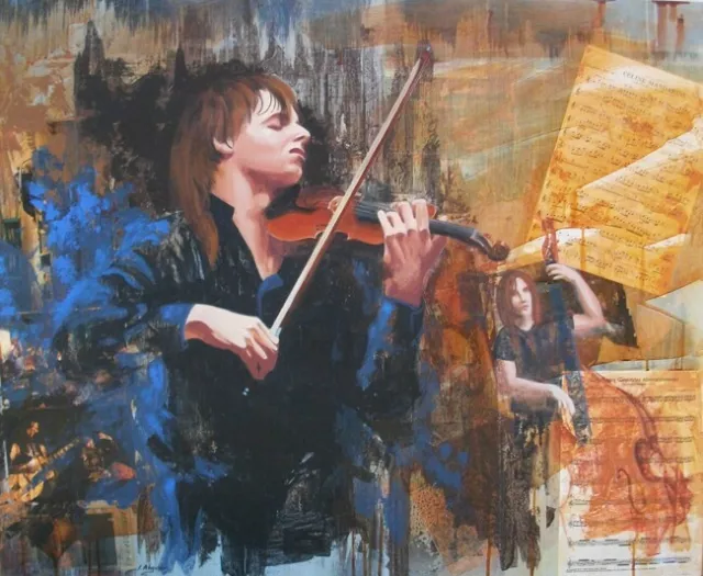 Cuadro, Obra Original de Jose Miguel Alguer, Violinita- Collage + Acrílico