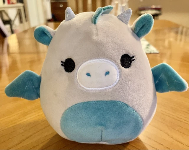 RARE SQUISHMALLOW COLEY THE DRAGON 5" plush squishy Grey kellytoy