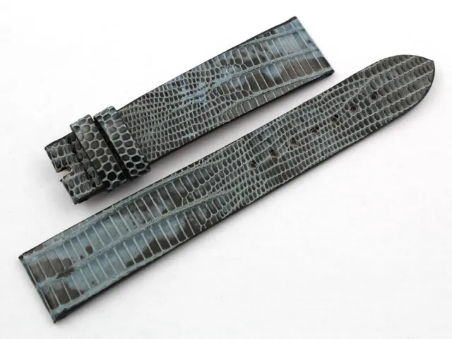Elegante Cinturino Pelle Artigianale Vera Lucertola Ricambio Colore Azzurro 18mm
