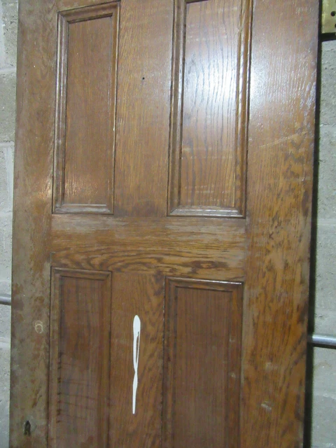 ~ ANTIQUE OAK 6 PANEL DOOR WITH HARDWARE BB ~ 28 x 81.5 ARCHITECTURAL SALVAGE 4