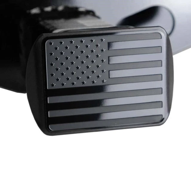 Fit GMC Pickup Tow Hitch Cover Trailer Receiver Black American Flag Emblem Tube