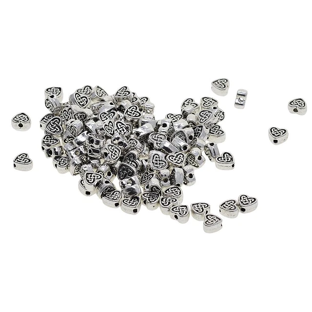 100 Stück tibetische Silberlegierung Herzform Spacer Perlen Charms DIY Schmuck