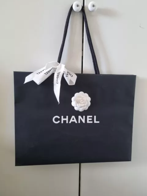 CHANEL GIFT PAPER Bag Camellia & Ribbon Size 33 Cm X 43 Cm X 16 Cm
