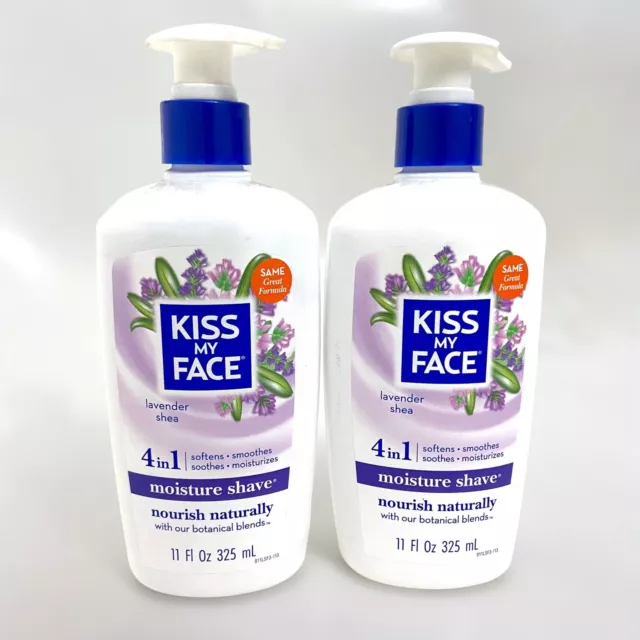 2 Kiss My Face Moisture Shave Fragrance Free 4 in 1 with Botanical Blends 11 oz