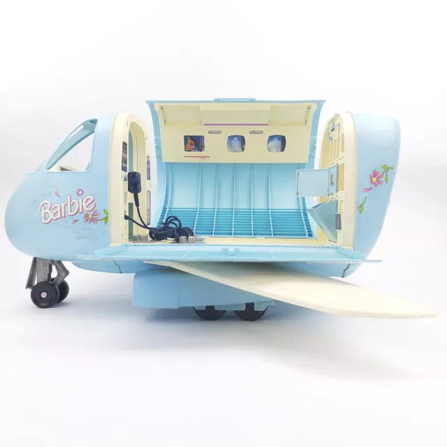 Barbie Airplane Blue Travel Jumbo Jet Play Set Sounds and Accessories Works  