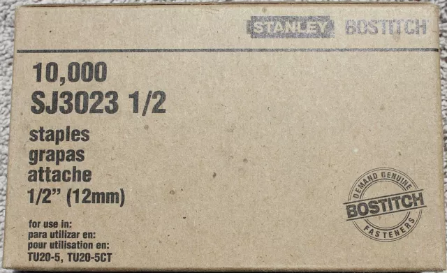 Stanley Bostitch SJ3023 1/2 Staples Box of almost 9,000 for TU20-5, TU20-5CT