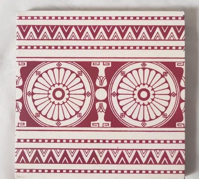 Antique Minton 6 Inch Gothic  Decadent Red Tile