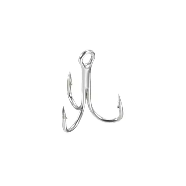 50Pcs 14# 0.43" Treble Fish Hooks Carbon Steel Sharp Bend Hook w Barbs White