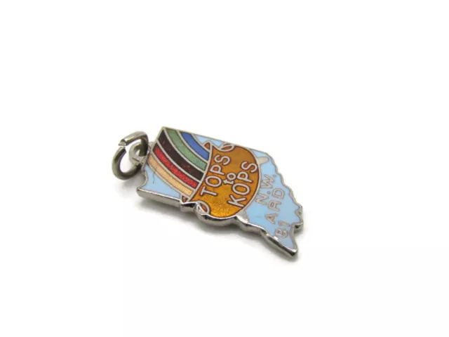 Indiana State Tops to Kops Necklace Charm Pot of Gold Rainbow Silver Tone