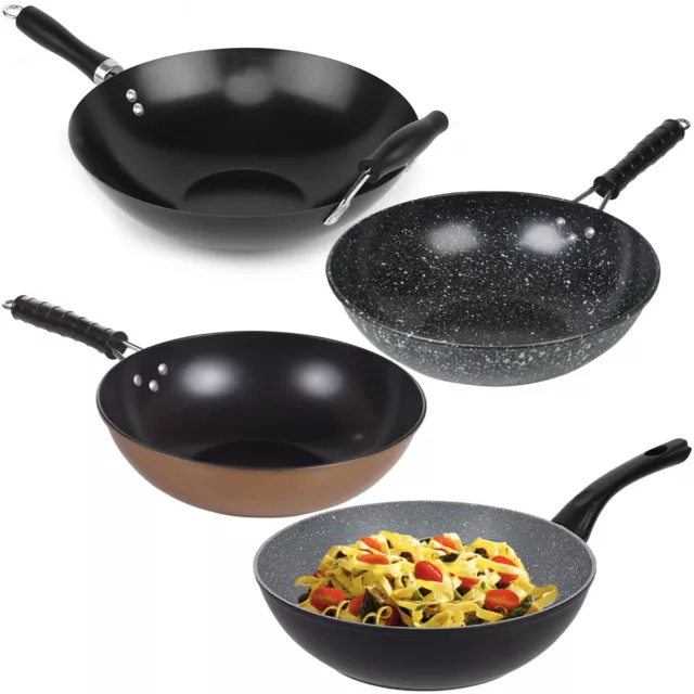 Deep Saute Non Stick Wok Pans Ceramic Coated Induction Chinese Stir Fry Frying