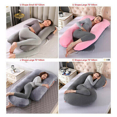 C/J/U Shape Pregnancy Pillow Maternity Belly Contoured Body with Cover US