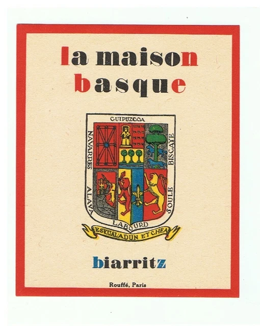 Etiquette Bagage-Luggage Label~"La Maison Basque"~Biarritz~Pyrenees-Atlantiques