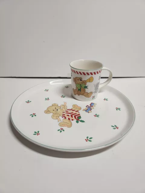 Mikasa Teddy And Mouse Luncheon Plate Set Cup Handle Glass New NIB Japan