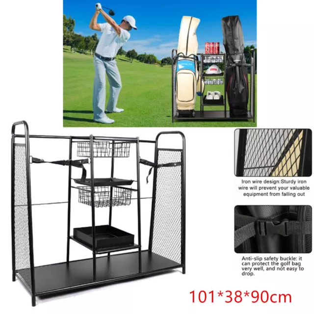 Metal Golf Bag Storage Rack Golf Club Organizer Golfing Equipment Holder Rack AU