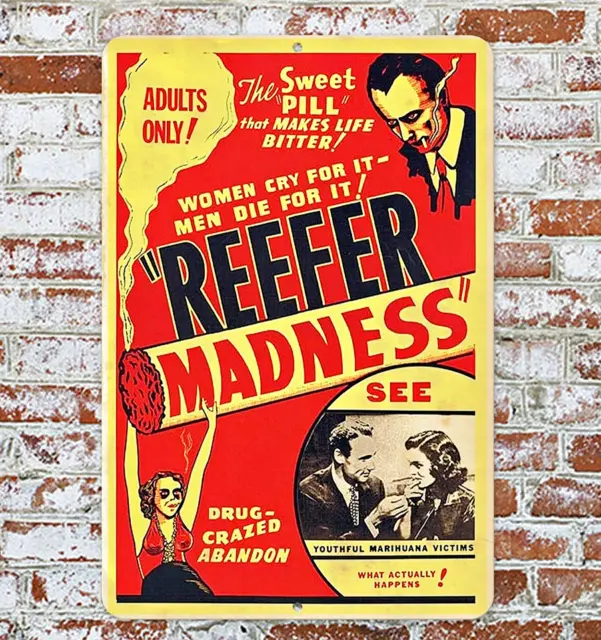 Reefer Madness Aluminum Metal Tin Sign 8"x12" Retro Movie