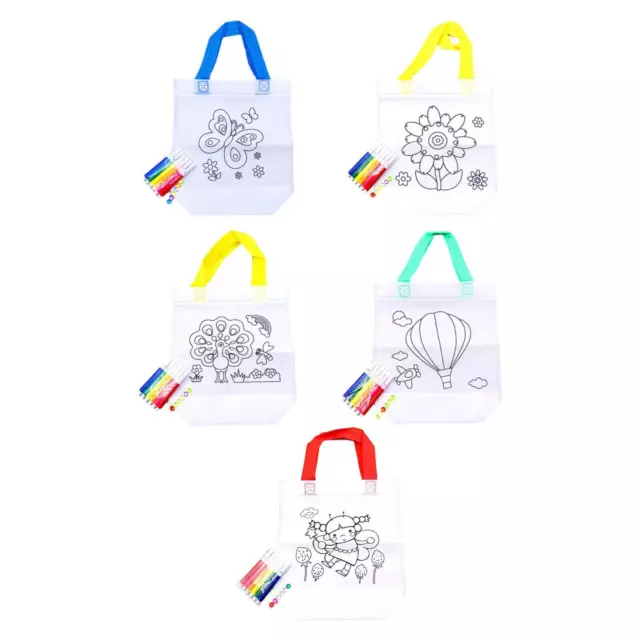 5 Stück Farb-Goodie-Bags mit Malstiften für Kinder zum Basteln