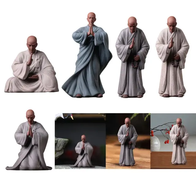 Pottery Clay Chinese Monk Figure Sculpture Stylish and
