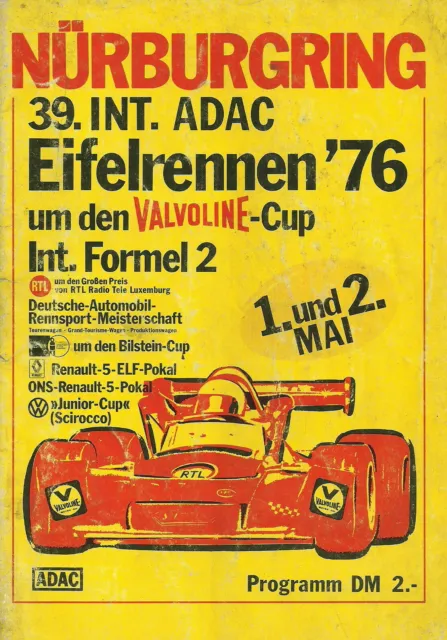 Int.ADAC Eifelrennen Nürburgring 1976 Programmheft