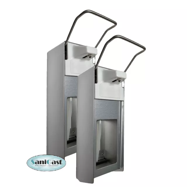 2 Seifenspender Alu 1000 ml Euronorm - kurzer Hebel - Alufront - Wandspender