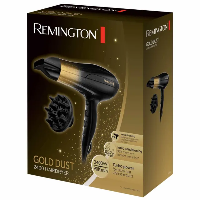 Remington Goldstaub Haartrockner mit Turbo Power & ionischer Konditionierung Haartrockner