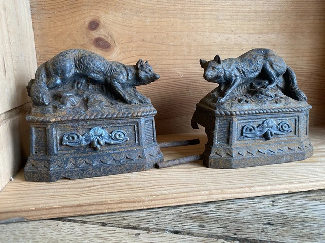 Paire De Chenets Néoclassiques En Fonte 22 Kg – Décor Femme Pour Cheminée Ancienne