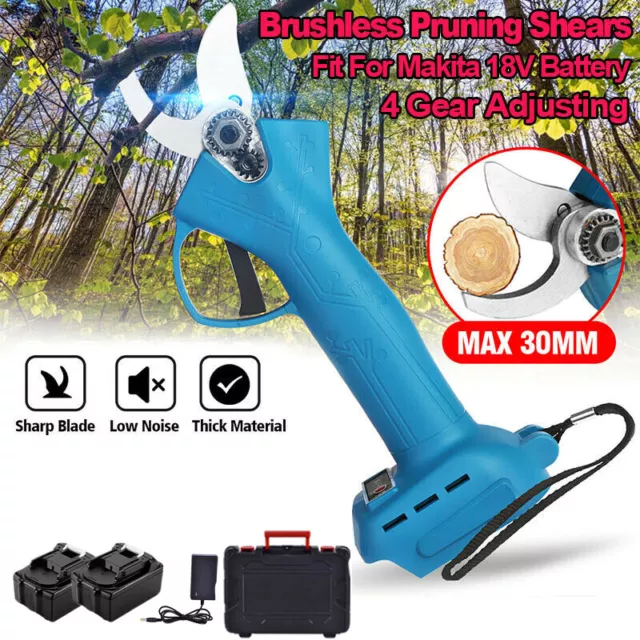 18V Cordless Electric Branch Scissors 30mm Pruning Shear Pruner Ratchet Cutter