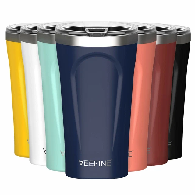 VeeFine 16oz 18/8 Stainless Steel Insulated Tumbler w Lid BPA Free Hot Cold Navy
