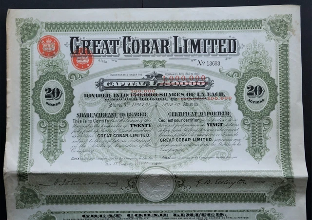 Australia - Great Cobar (Copper) Mine - 1914 - share warrant for 20 shares