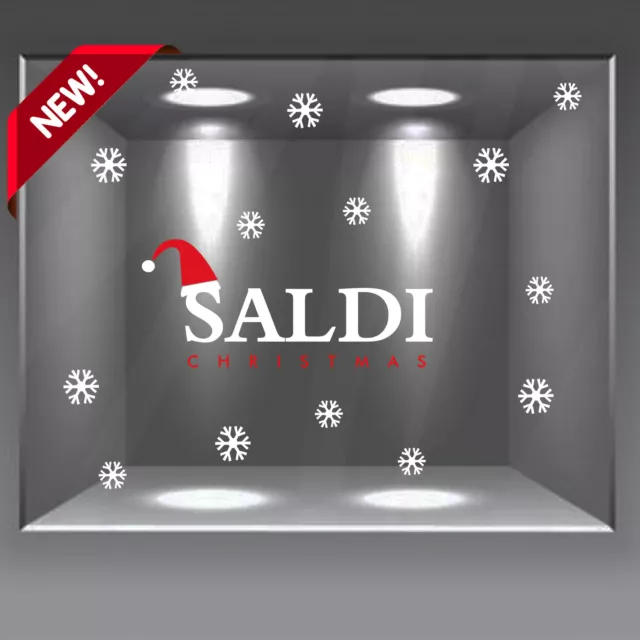 vetrofanie saldi natale wall sticker adesivo vetrine negozio sconti sales sale