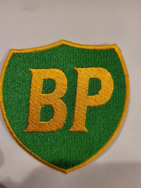 Patch Thermocollant Brodé  BP  Station Essence L 7cm H 8cm Vert Et Jaune