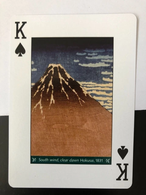 Flowers Still Life Art Painting Swap Playing Card: Japan Mountain Scene. Hokusai