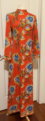 Ann  Fogarty  VTG Collectors Item Red Floral Maxi  Dress- Sz M~ONE OF A KIND~