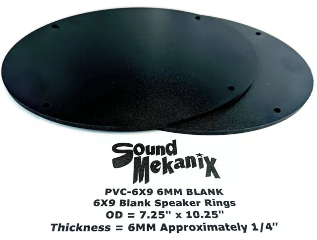 6x9" PVC Plastic Speaker / Spacer Ring PVC-6x9 6MM BLANK One Pair Made in USA