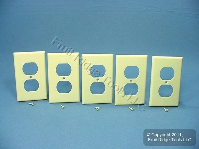 5 placas de pared de plástico con salida dúplex de 1 banda Leviton marfil 86003